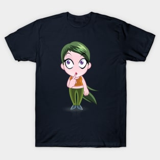 green hair beautiful girls - cartoon character for young girls (choose your twin) T-Shirt